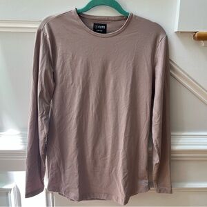 Cuts Curve Hem Long Sleeve Shirt